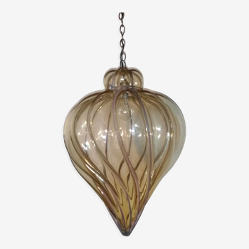 Electrified spiral lantern in blown Murano glass by Gianni Seguso 1960