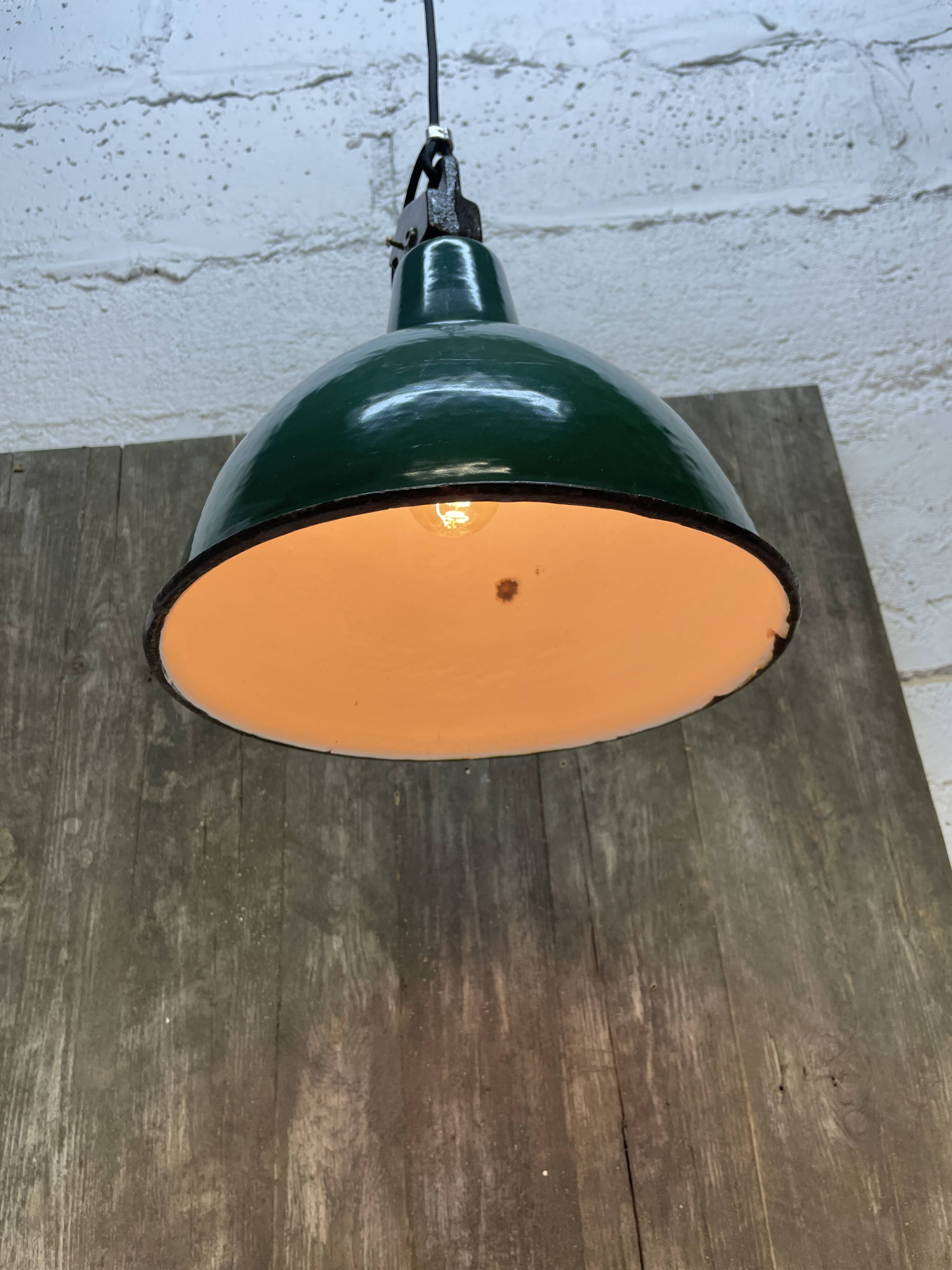 Industrial, Loft Green Enamel Pendant Lamp OBg-1, 1960s