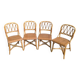 set of 4 vintage bamboo and rattan chairs