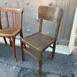 4 mismatched bistro chairs curved wood