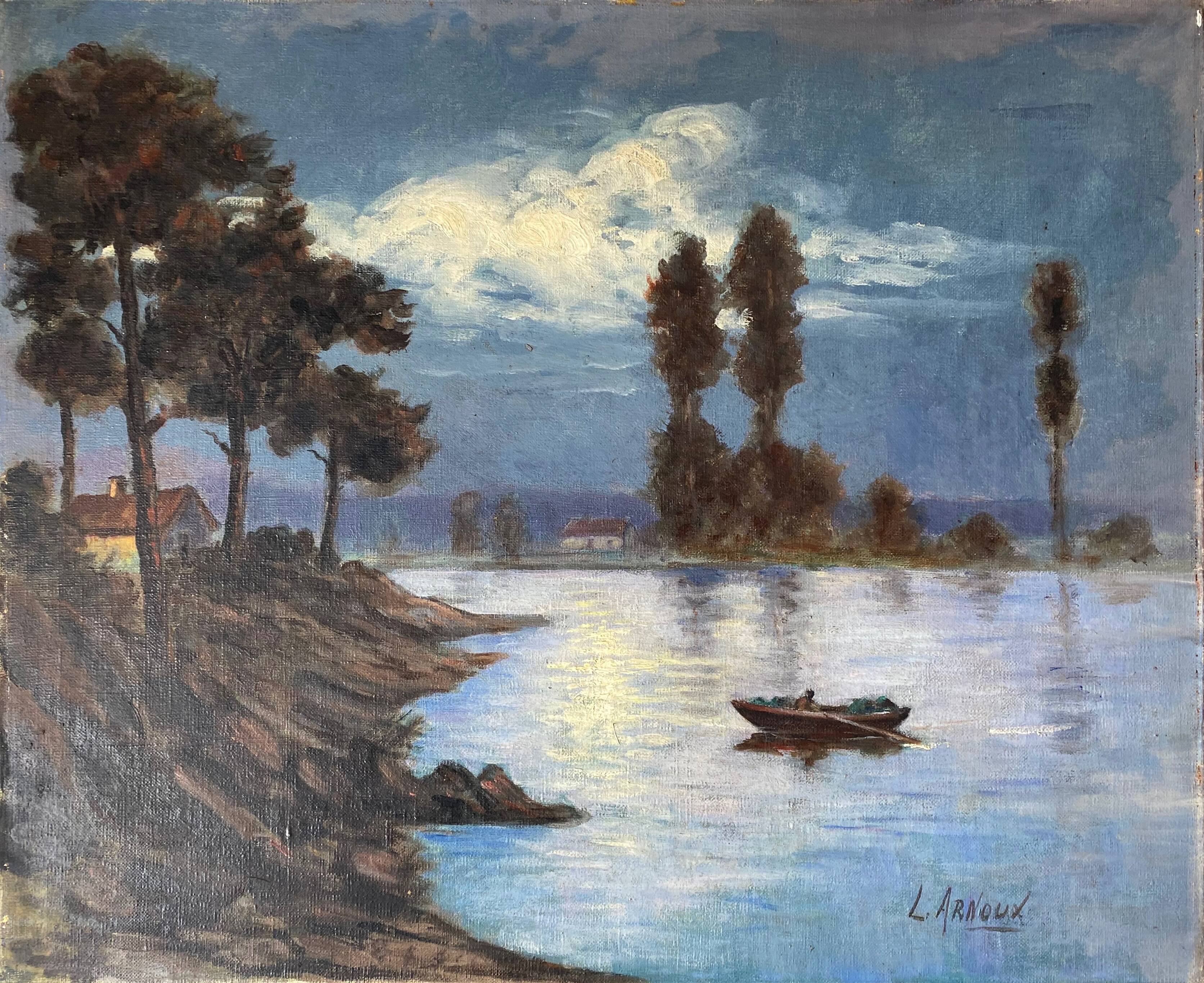 Paintings  "Lakescapes" nocturnal and daytime signed L. Arnoux