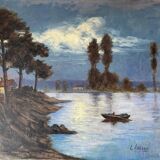 Paintings  "Lakescapes" nocturnal and daytime signed L. Arnoux