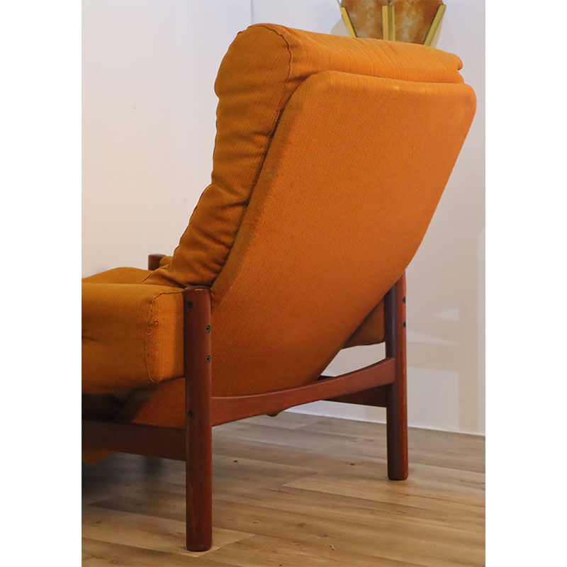 Pair of Scandinavian armchairs in teak and fabric 1960