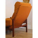 Pair of Scandinavian armchairs in teak and fabric 1960