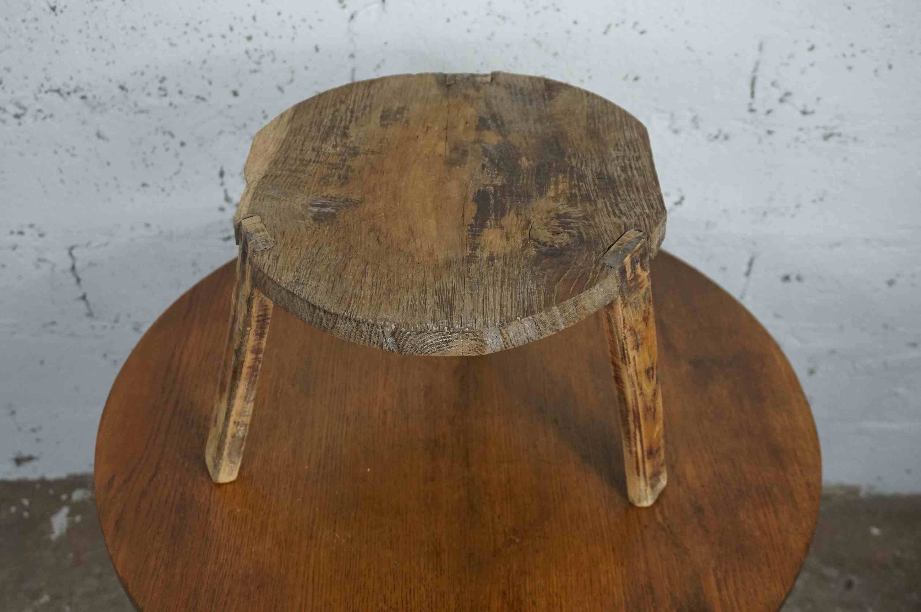 Vintage solid wood tripod stool