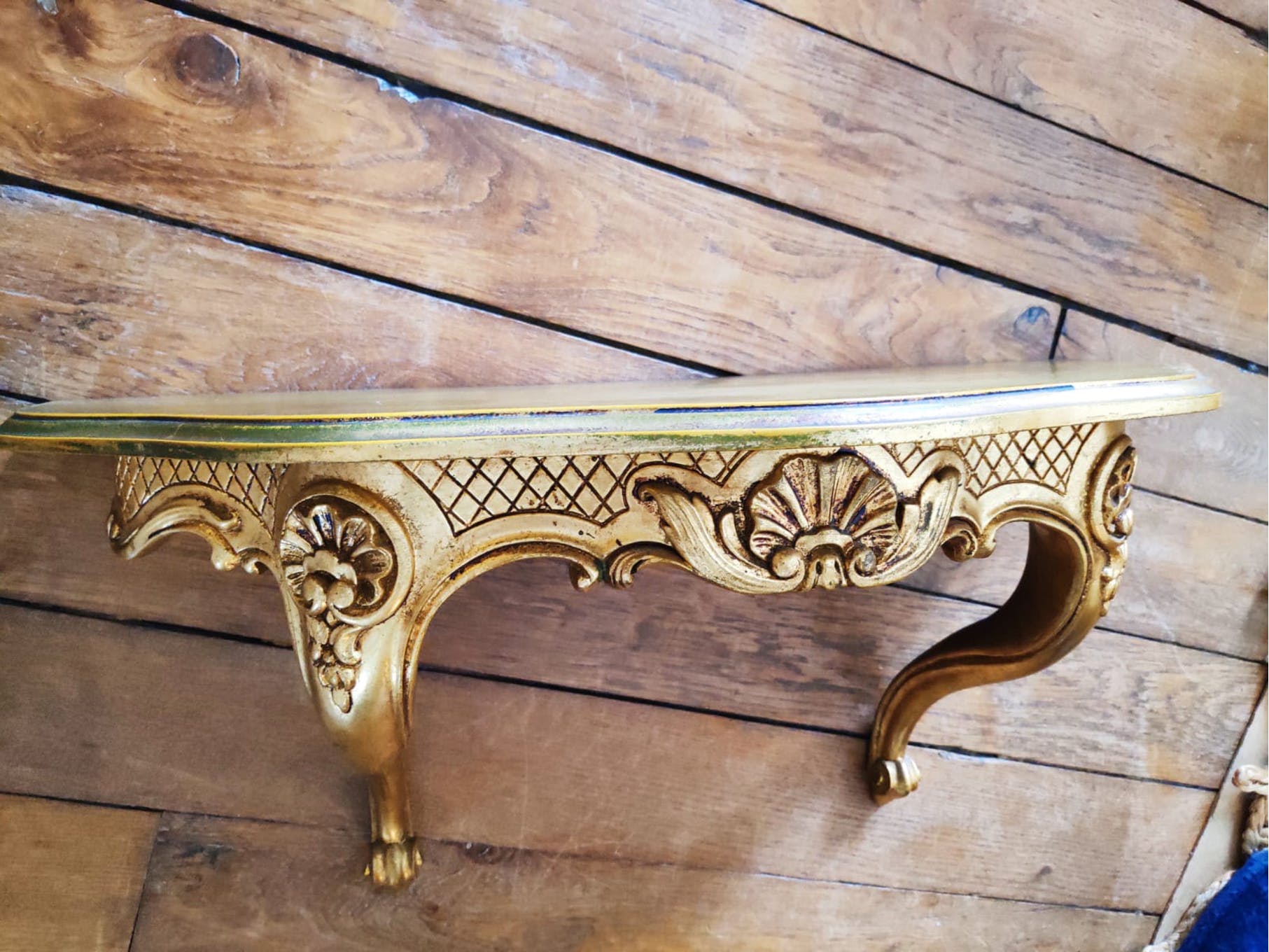 Louis XV style gilded wall shelf console