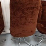 Set of 6 chrome velvet bucket chairs from the 70s