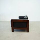 Italian leather and rosewood sofa