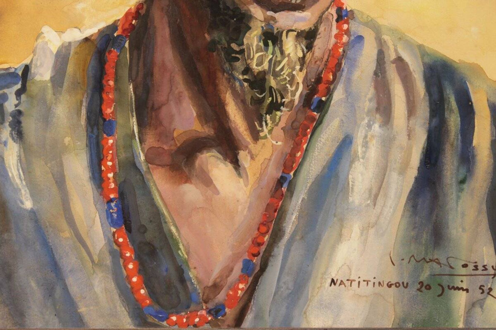 Portrait of a Beninese by Pierre Matossy (1891-1969) - dated 20 June 1952