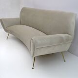Gigi Radice Mid-Century Modern Italian Velvet Curved Sofa for Minotti, 1950
