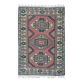 Tapis de zone vintage turc Oushak fait main en laine et coton rose des années 1970 192x256