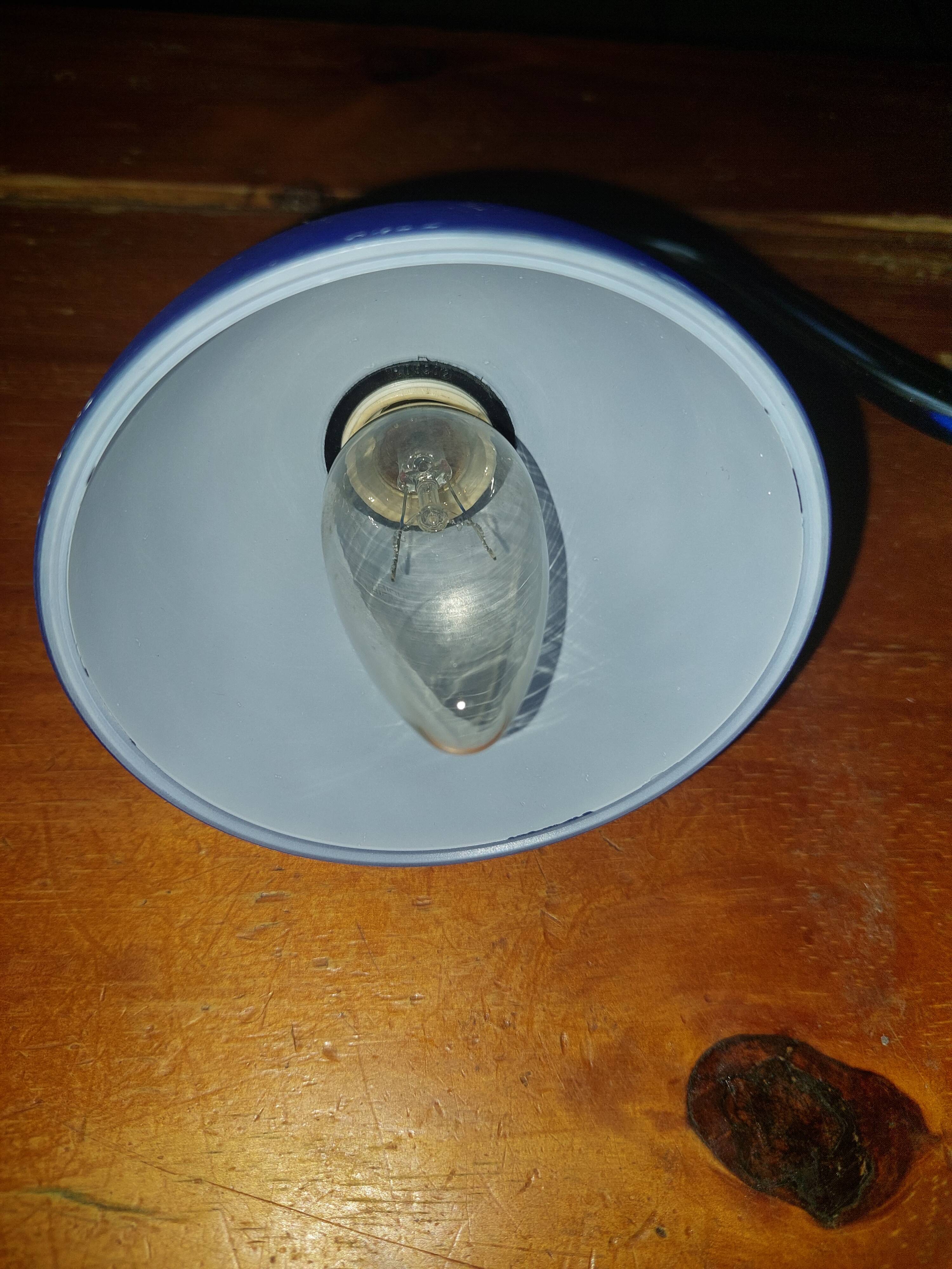 Table lamp chromed metal and glass globe used