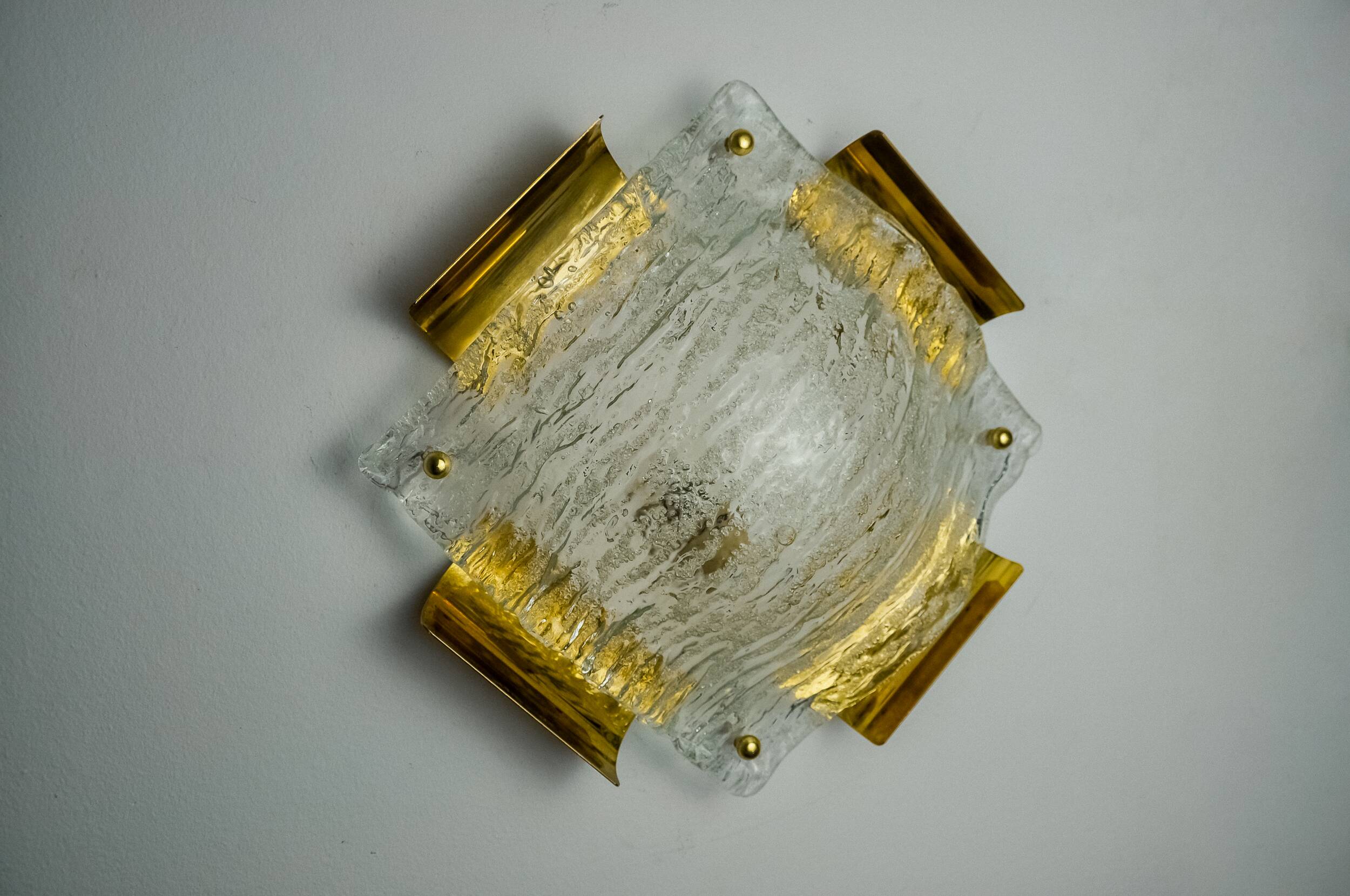 XL frosted wall light by Kalmar, Murano glass, Austria, 1970