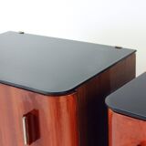 Ensemble de 2 tables de chevet en verre noir, Tchécoslovaquie, années 1960