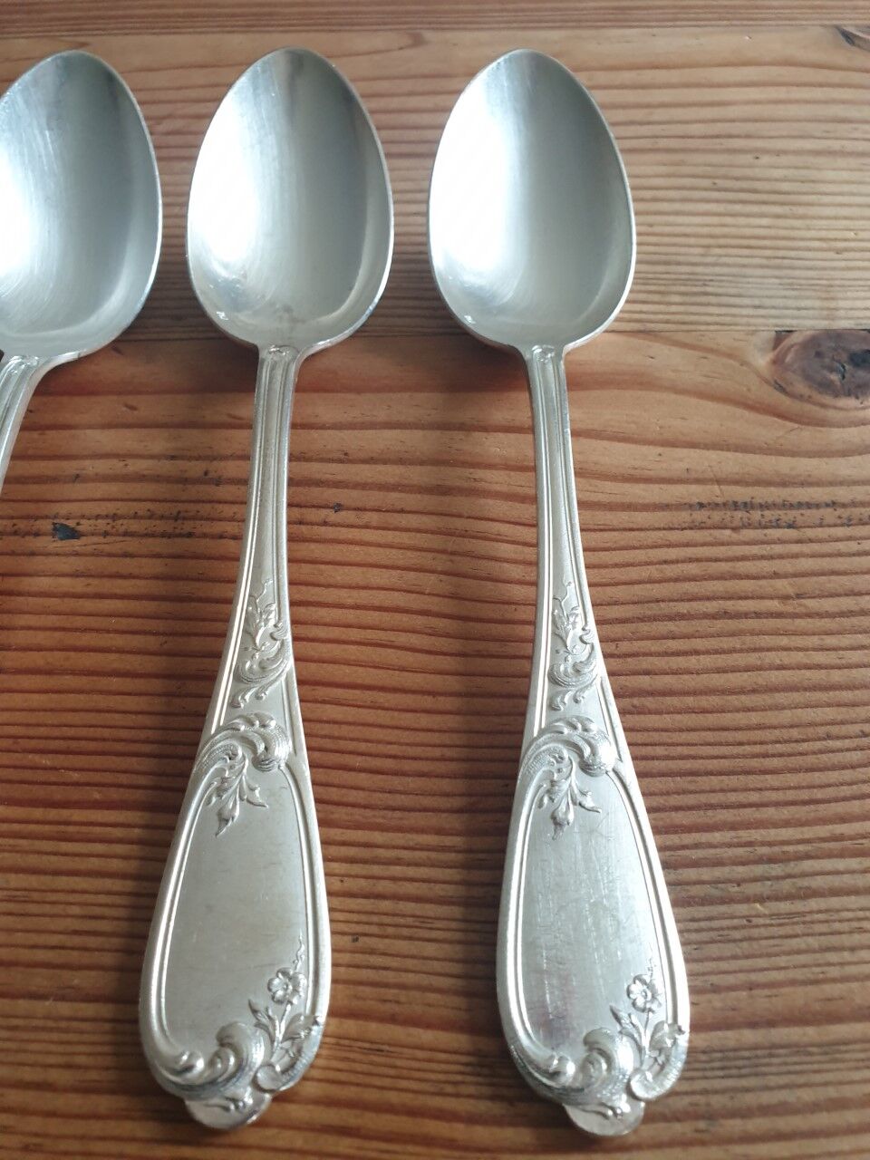Old silver metal spoons