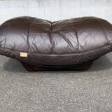 Pair of armchairs and ottoman leather Marsala by Michel Ducaroy for Ligne Roset 1970