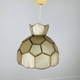 Vintage 60s mother-of-pearl and brass pendant light