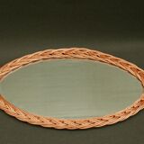 Miroir ovale en rotin vintage