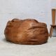 XL leather pouf, 70s, Italy.