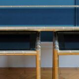 Bamboo brass and smoked glass trio of tables