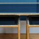 Bamboo brass and smoked glass trio of tables