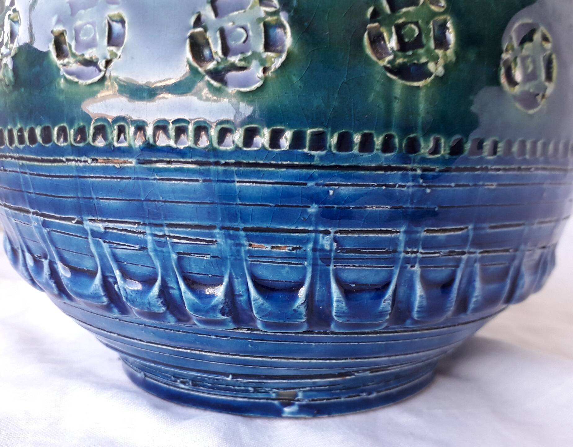 Aldo Londi blue ceramic pitcher