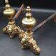 Pair of Fireplace Andirons in Brass Decor Cast Iron Marmousets Louis XIV Loft Style