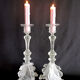 Pair of pressed molded glass candlesticks from Val St Lambert model Griffon