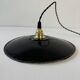 Pair of old industrial black enamelled pendant lights