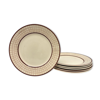 6 Flat plates Faiencerie "Longchamp – France", Colmar model