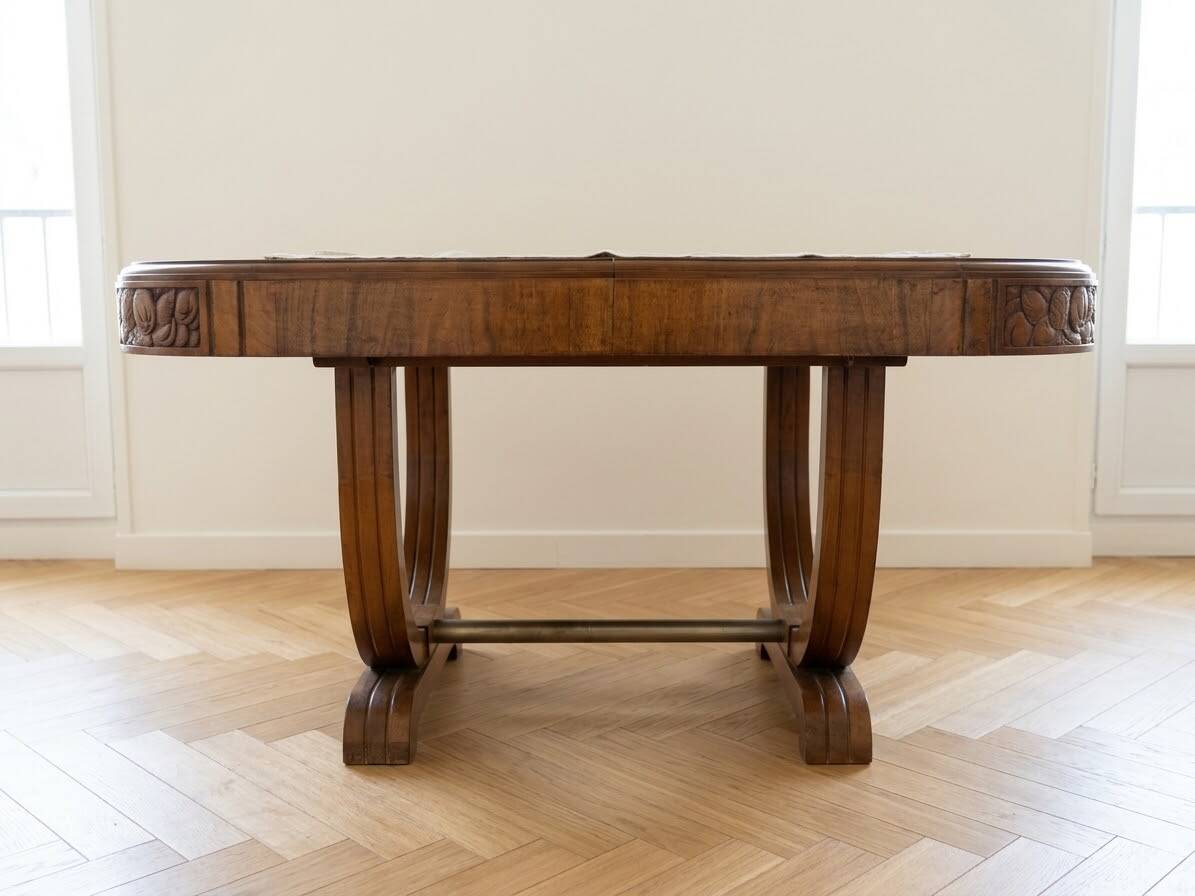 Vintage 1960s wooden dining table with extensions.