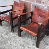 Pair of safari-style armchairs, 1930s
