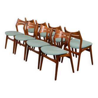 Ensemble de 8 chaises de salle à manger en teck, modèle 310, Erik Buch pour Christiansen Møbelfabrik, Danemark 1960