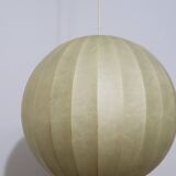 1970s Italian Cocoon Globe Pendant Lamp with teak details