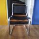 Cantilever chair / armchair Thonet in black leather and chrome metal – from