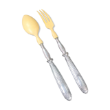 Silver and ivory salad cutlery in early 20th century