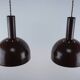 Set of 2 Mid-Century Modern Brown Metal Hanging Lamps