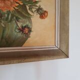 Oil painting on canvas bouquet of dahlia flowers 1900 Gabin