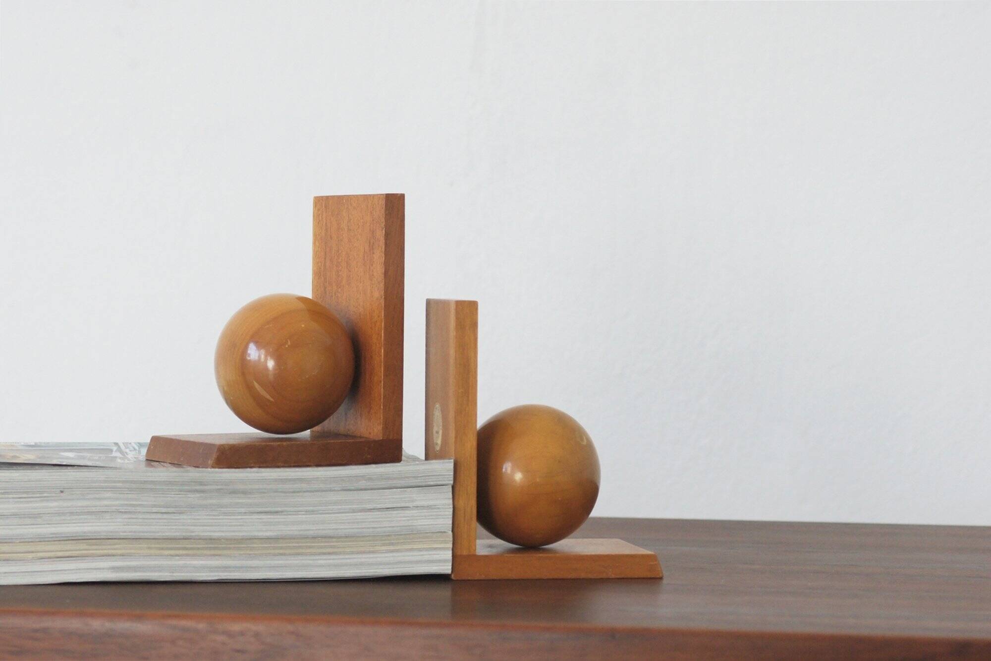 Mid-Century Modern Wooden Bookends, 1950s, Set of 2