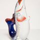 Set of 7 glasses and a glass carafe decorated with blue fish, Mid-Century Modern style, Europe, 1960s.