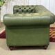 Chesterfield leather 3-seater sofa with mahogany legs - English craftsmanship