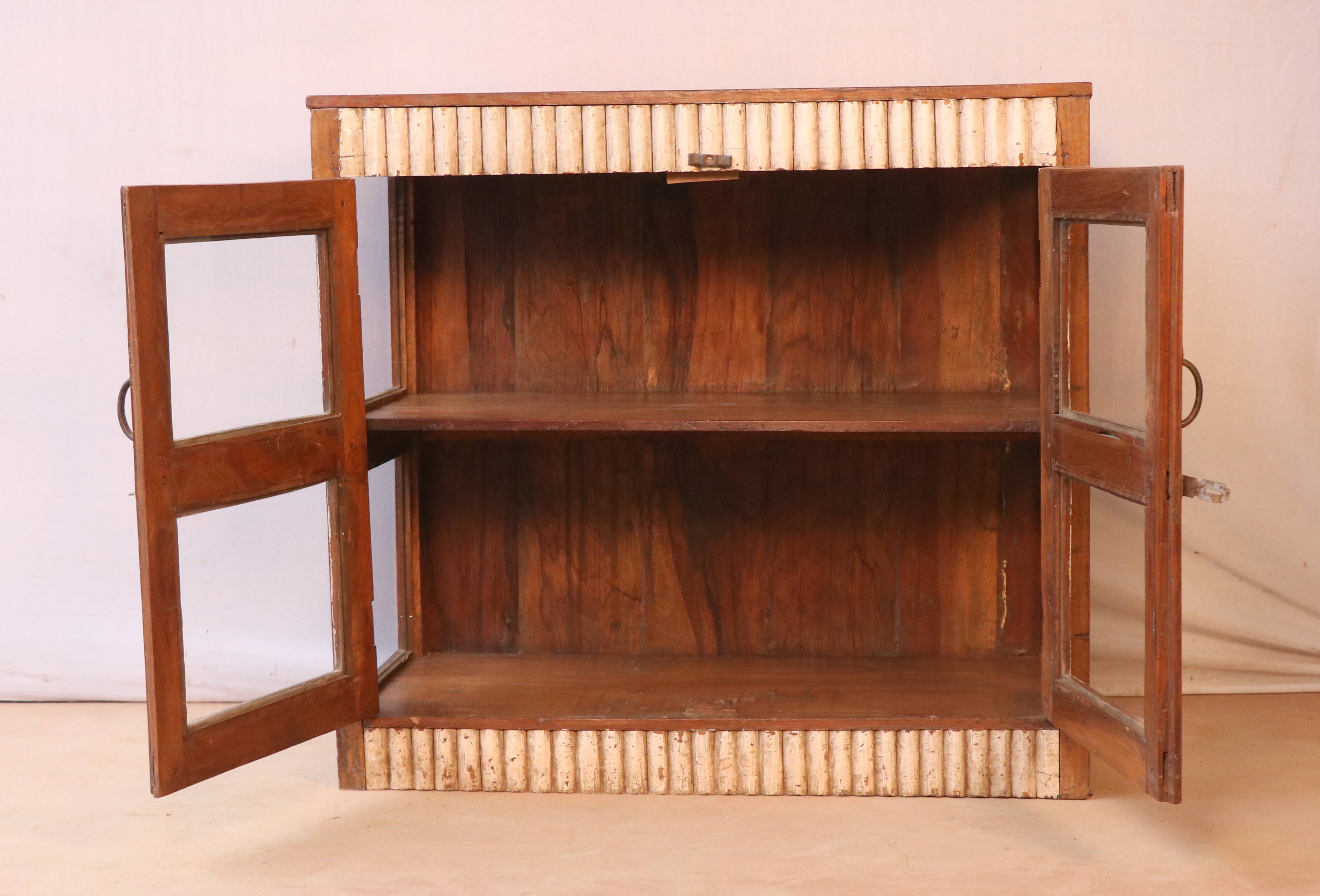 former Art Deco glazed sideboard in Burmese teak