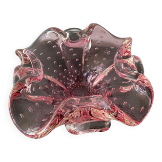 Vintage pink empty pocket ashtray in Murano by Barovier and Toso