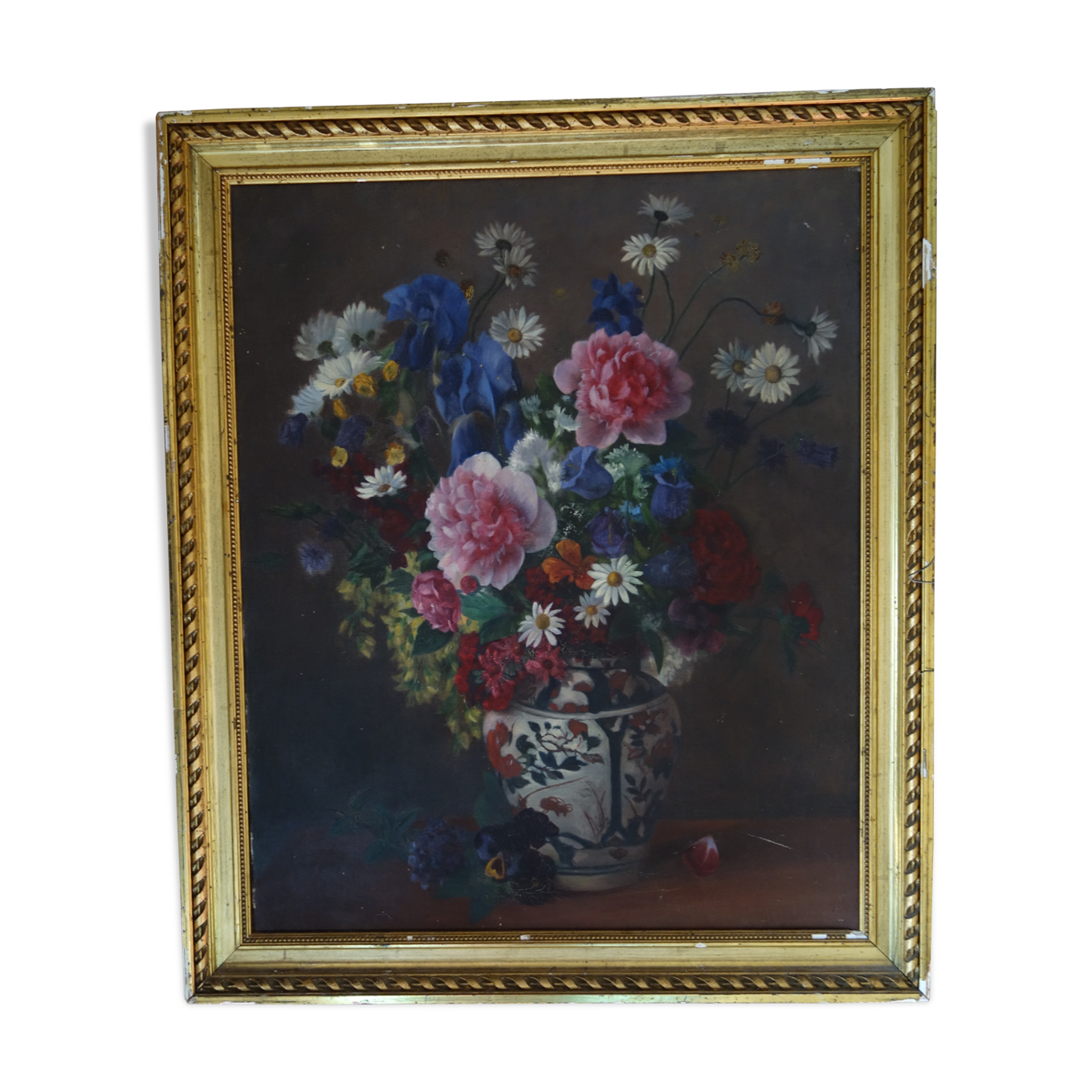 Ancien tableau bouquet de fleurs Selency Ancien tableau bouquet de fleurs Selency
