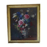 Ancien tableau bouquet de fleurs