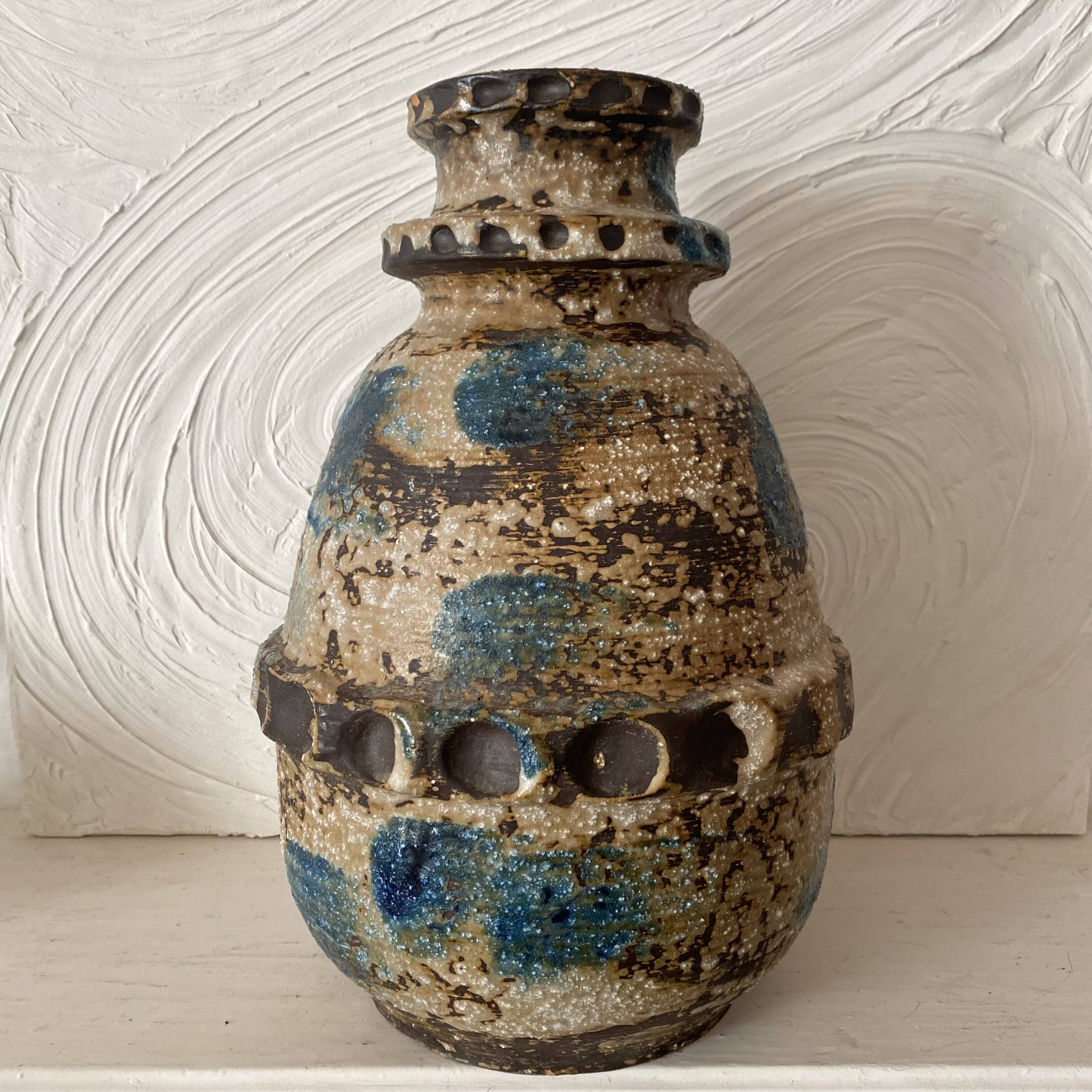 Large brutalist ceramic vase from West Germany, 1960s/1970s