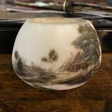Art Deco opal vase with landscape decor