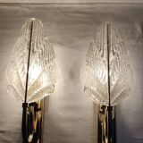 Par de apliques de cristal. Italia, 1970s.