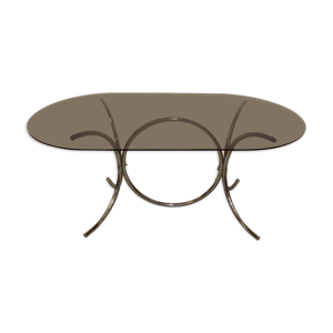 Table en verre fumé et chrome