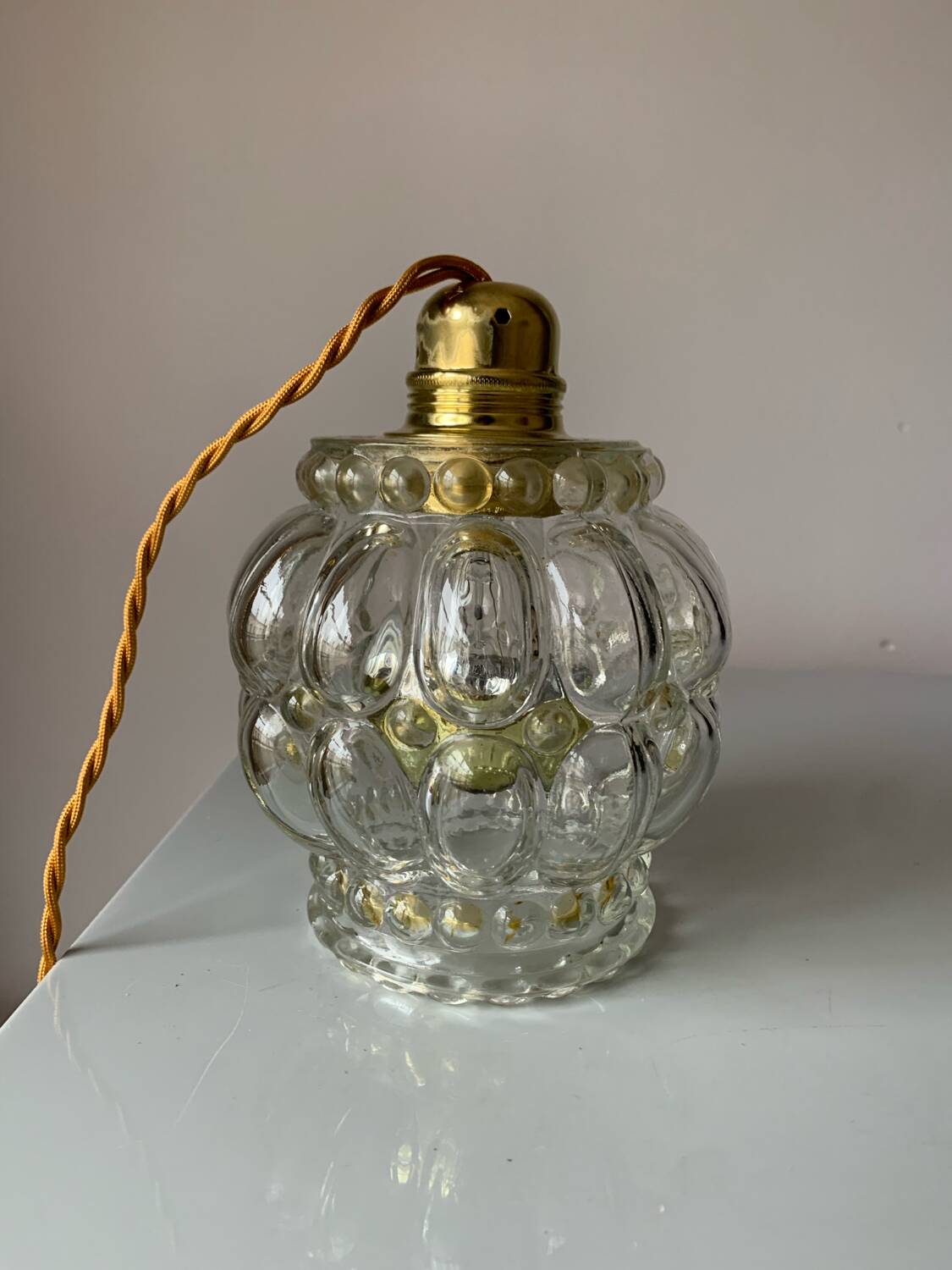 Vintage bubble glass portable lamp to place or hang